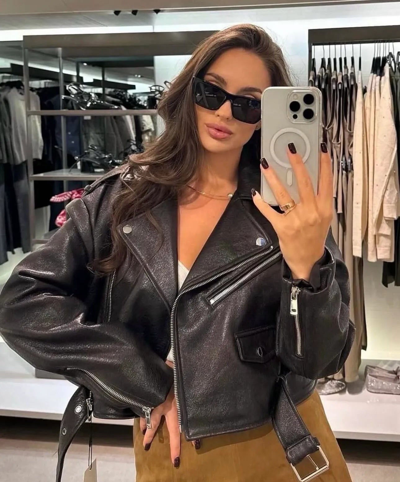 Veste en cuir oversize