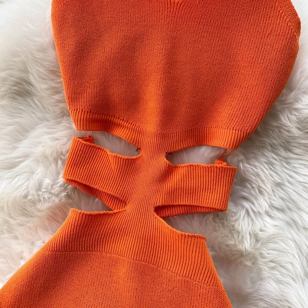 Robe Bodycon Sexy Femme - Robe Moulante Découpes Taille Été