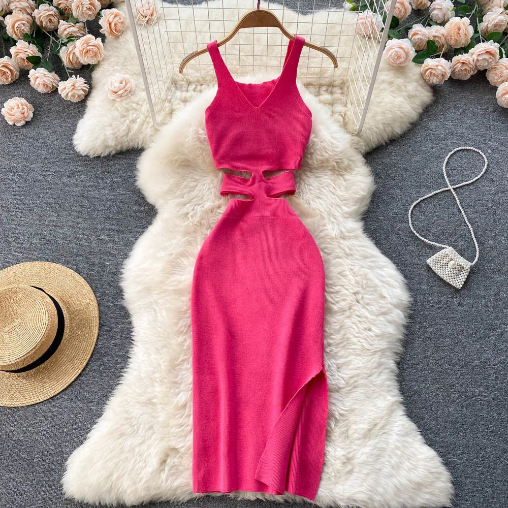 Robe Bodycon Sexy Femme - Robe Moulante Découpes Taille Été