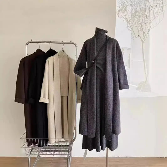 Ensemble 3 Pièces - Pull Long, Robe Tricot & Cardigan