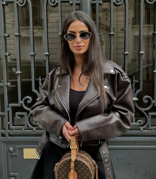 Veste en cuir oversize